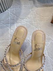 Christian Louboutin Tatoosh Spikes Beige Slide Sandals 8.5cm - 5