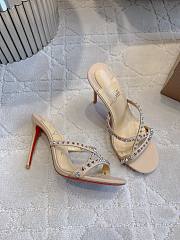 Christian Louboutin Tatoosh Spikes Beige Slide Sandals 8.5cm - 3