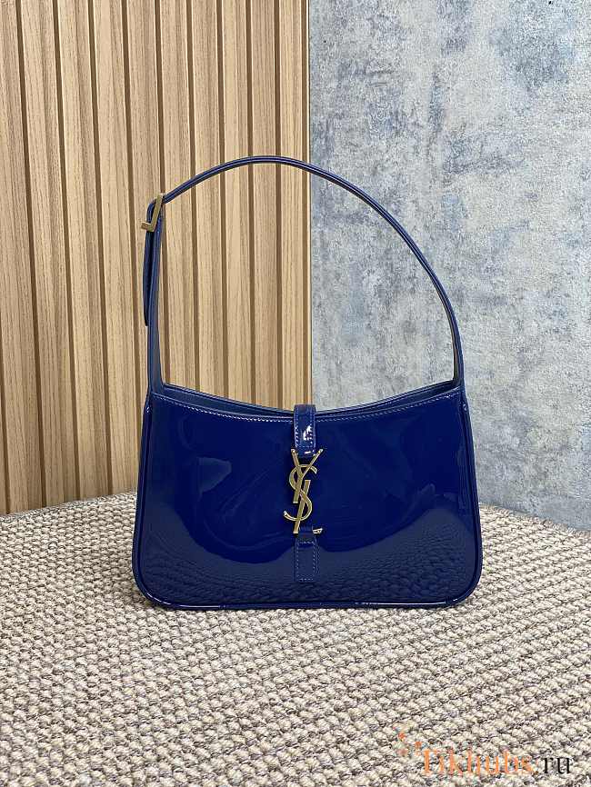 YSL LE 5 À 7 Shoulder Bag Blue Patent 23x16x6.5cm - 1