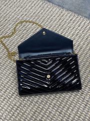 YSL Envelope Wallet Bag Black Patent Gold 22.5x14x4cm - 4