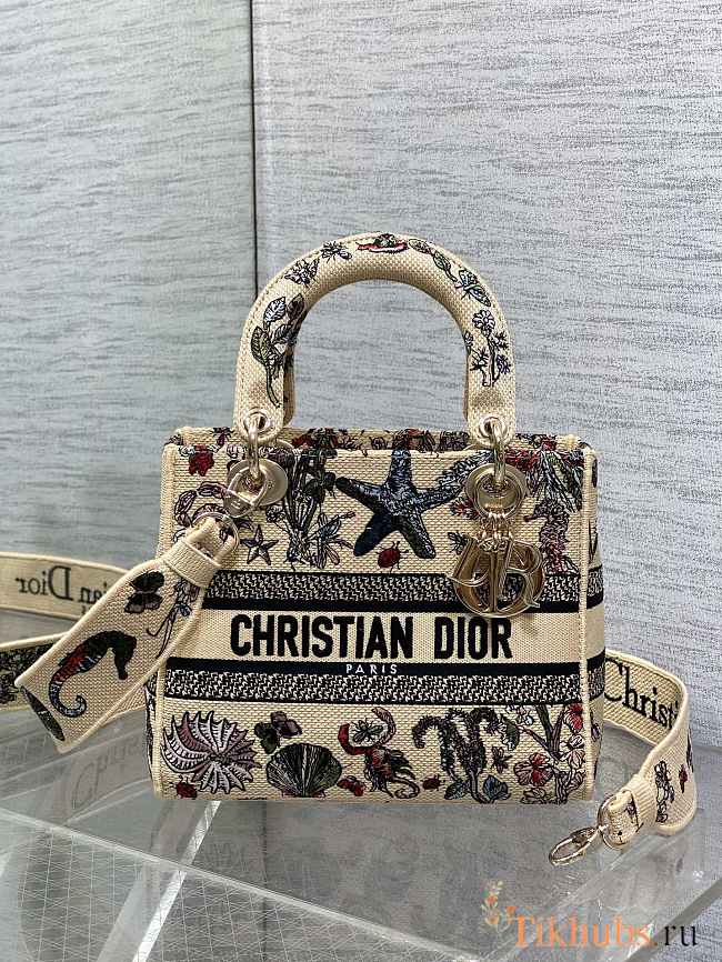 Dior Medium Lady D-Lite Bag Beige Cabinet 24x21x12cm - 1