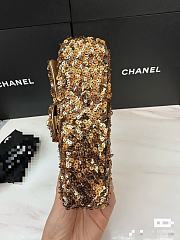 Chanel Flap Bag Gold Sequins 21x14x8cm - 6