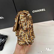 Chanel Flap Bag Gold Sequins 21x14x8cm - 5