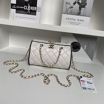 Chanel 25P Clutch With Chain White & Black 18.5x11.5x11cm