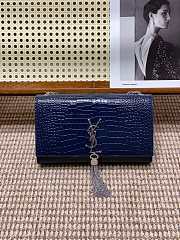 YSL Kate Bag Blue Silver Crocodile 24x14.5x5.5cm - 1