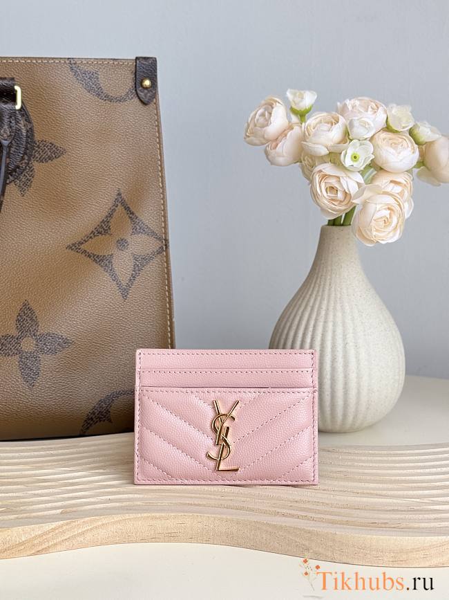 YSL Card Case Pink Gold 10x7.5x0.5cm - 1