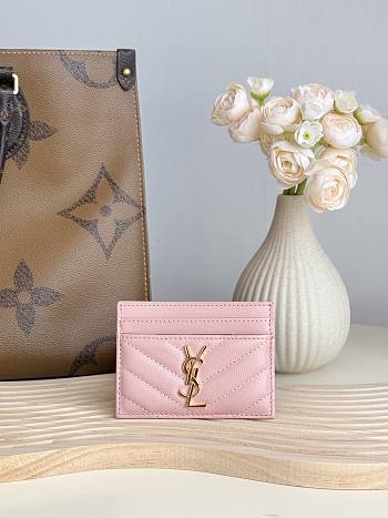 YSL Card Case Pink Gold 10x7.5x0.5cm