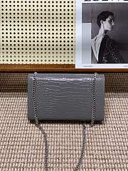 YSL Kate Bag Grey Silver Crocodile 24x14.5x5.5cm - 4