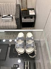 Chanel Black White Sandal Slides - 1