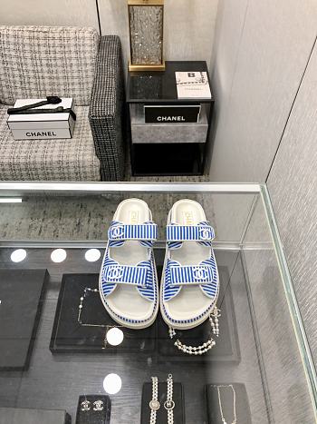 Chanel Blue White Sandal Slides