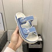 Chanel Blue White Sandal Slides - 5