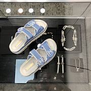 Chanel Blue White Sandal Slides - 3