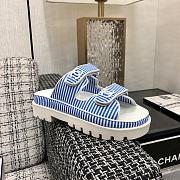 Chanel Blue White Sandal Slides - 2