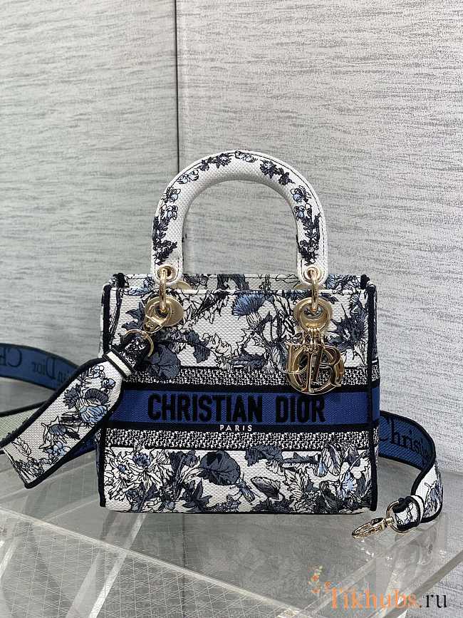 Dior Lady D-lite Bag Around The World Blue 24x11x20cm - 1