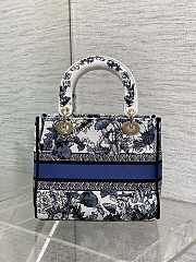 Dior Lady D-lite Bag Around The World Blue 24x11x20cm - 4