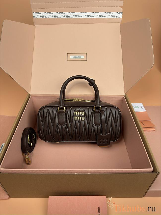 Miu Miu Arcadie Nappa Leather Tote Bag Brown 27x12x9cm - 1