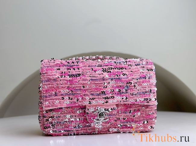 Chanel Flap Bag Sequins Pink 20x15x7cm - 1