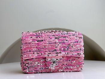 Chanel Flap Bag Sequins Pink 20x15x7cm