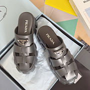 Prada Black Rubber Monolith Slides - 1