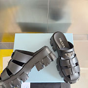 Prada Black Rubber Monolith Slides - 2