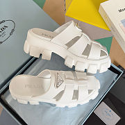 Prada White Rubber Monolith Slides - 4