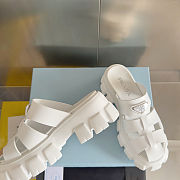 Prada White Rubber Monolith Slides - 3