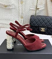 Chanel Sandal Heel Red Suede 8cm - 1