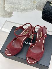 Chanel Sandal Heel Red Suede 8cm - 4