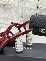 Chanel Sandal Heel Red Suede 8cm - 3