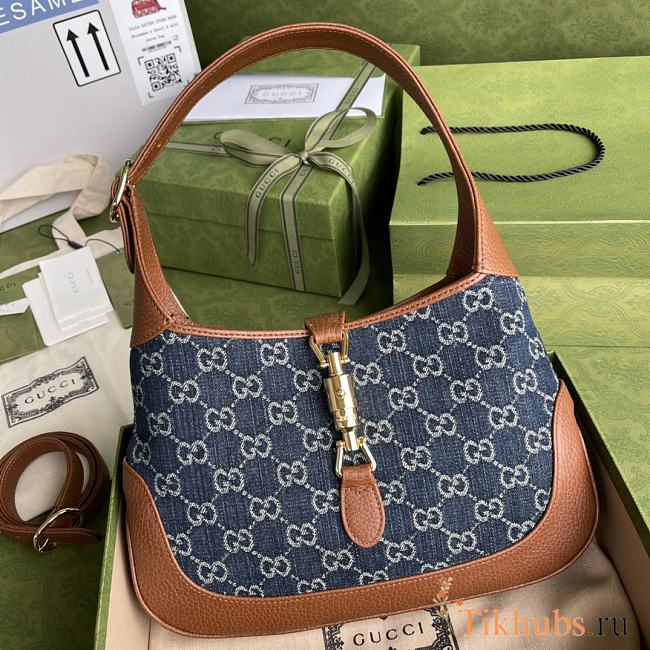 Gucci Jackie Bag Denim Brown 28x19x4.5cm - 1