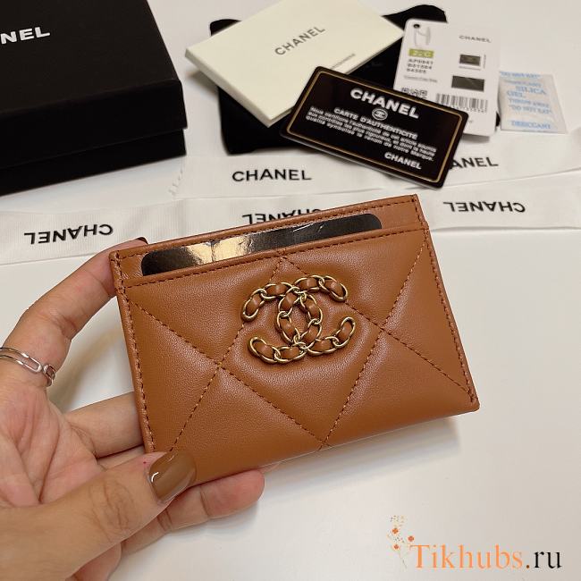 Chanel 19 Card Holder Brown 7.5 × 11.2 × 0.5 cm - 1