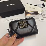 Chanel 19 Zip Coin Black Lambskin 11.5x8cm - 1