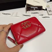Chanel 19 Zip Coin Red Lambskin 11.5x8cm - 3