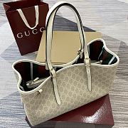 Gucci GG Emblem Medium Tote Bag Beige 38x25x15cm - 4
