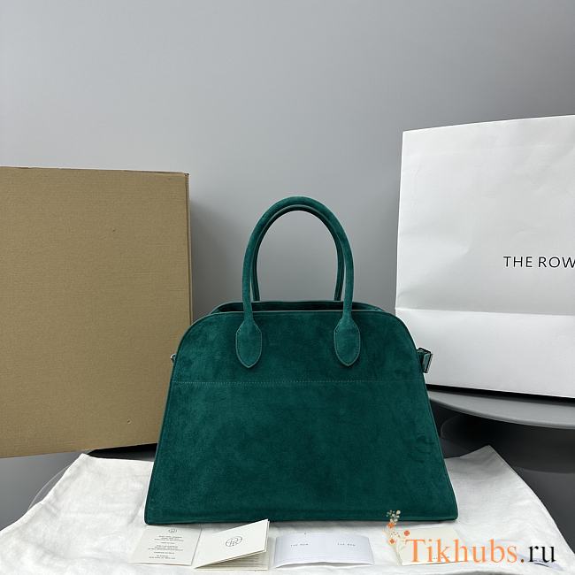 The Row Margaux 15 Suede Top Handle Bag Green 38.5x16x30cm - 1