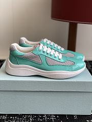 Prada Patent Technical Fabric Green Sneakers - 1