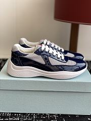 Prada Patent Technical Fabric Navy Blue Sneakers - 1