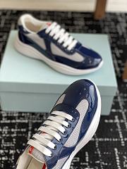 Prada Patent Technical Fabric Navy Blue Sneakers - 5