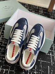 Prada Patent Technical Fabric Navy Blue Sneakers - 4