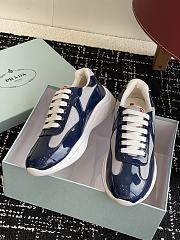 Prada Patent Technical Fabric Navy Blue Sneakers - 2