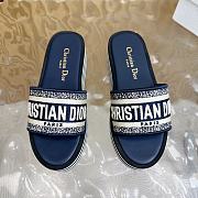 Dior Dway Platform Slide Navy Blue Embroidered Cotton - 2