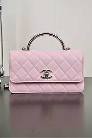 Chanel Clutch With Chain Calsfkin Light Pink Silver 18.5x11x6cm - 1