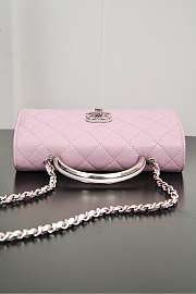 Chanel Clutch With Chain Calsfkin Light Pink Silver 18.5x11x6cm - 6