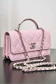 Chanel Clutch With Chain Calsfkin Light Pink Silver 18.5x11x6cm - 3