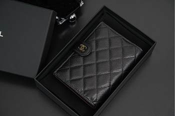 Chanel Wallet Black Caviar Gold 14x10x1.5cm