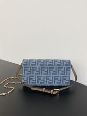 Fendi Wallet On Chain Baguette Light Blue Denim 21x11.5x5cm - 6