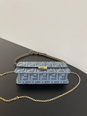 Fendi Wallet On Chain Baguette Light Blue Denim 21x11.5x5cm - 4