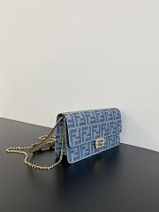 Fendi Wallet On Chain Baguette Light Blue Denim 21x11.5x5cm - 2