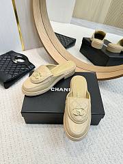 Chanel CC Logo Leather Sildes Beige - 4