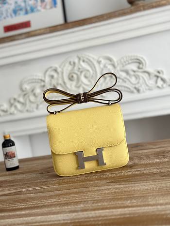 Hermes Constance Bag Epsom Leather Silver Light Yellow 19cm